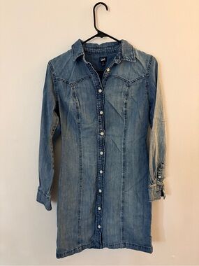 Lee Long Light Blue Denim Shirt Dress Jacket